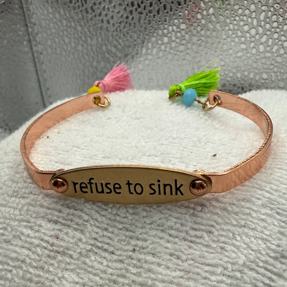 Rose Gold toned Bangle Bracelet with Inspirational Message